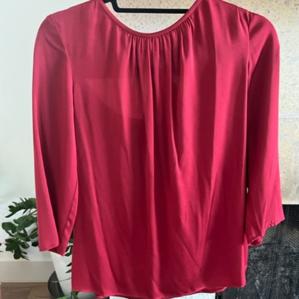 Trina Turk Silk Tie back blouse, deep red